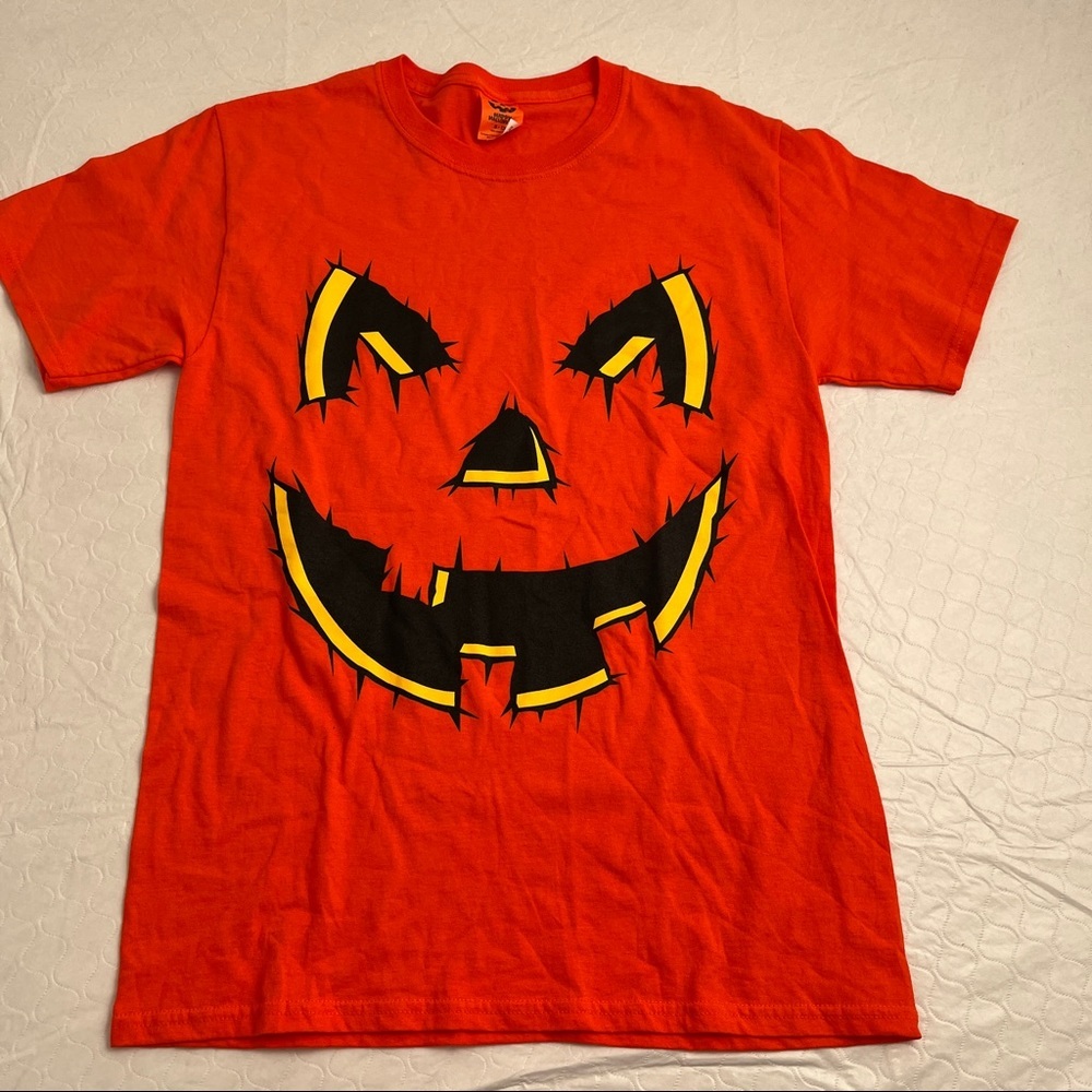 Happy Halloween orange and black Halloween pumpkin short sleeve t-shirt S